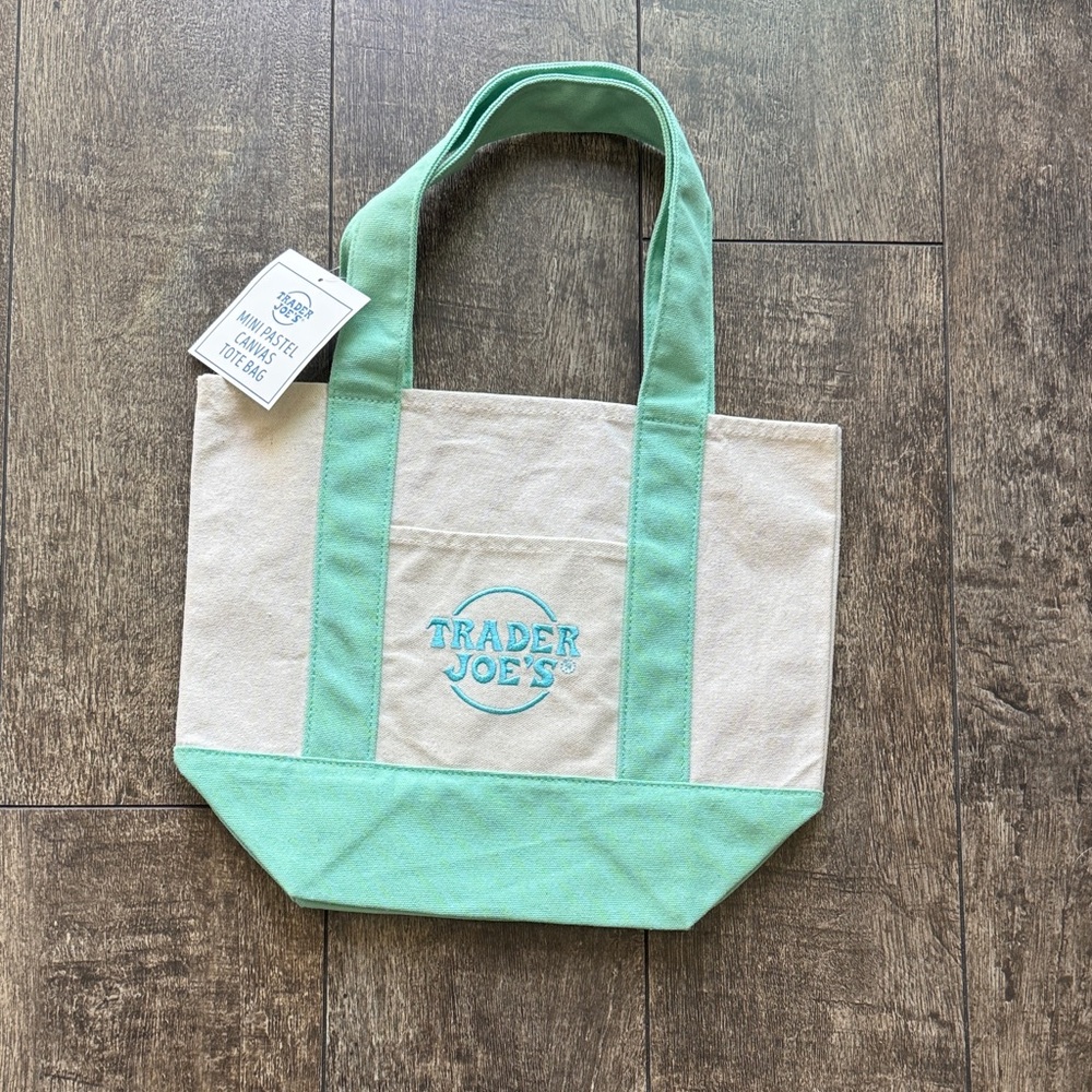 Trader Joe's Mini Teal Canvas Tote Bag
